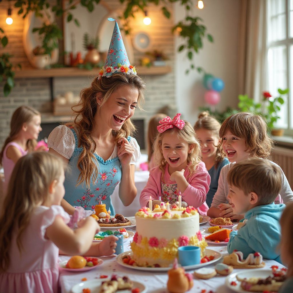 Birthday celebration with theme characters